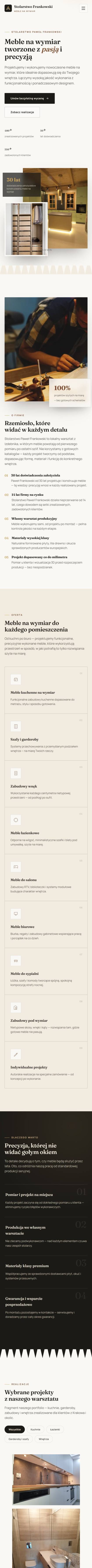 Strona internetowa Stolarstwo Frankowski — widok mobilny