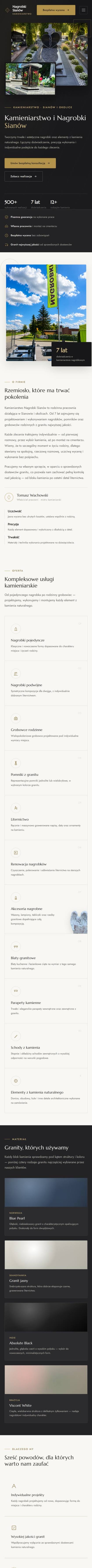 Strona internetowa Nagrobki Sianów — widok mobilny